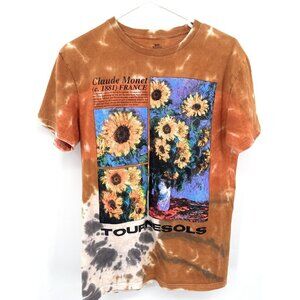 Claude Monet Tournesols Sunflowers Mens Sz Medium Brown Tie Dye Cotton T-Shirt